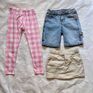 Art Class Girls' denim carpenter-style shorts,khaki skirt, Sise 8 Pink Leggings